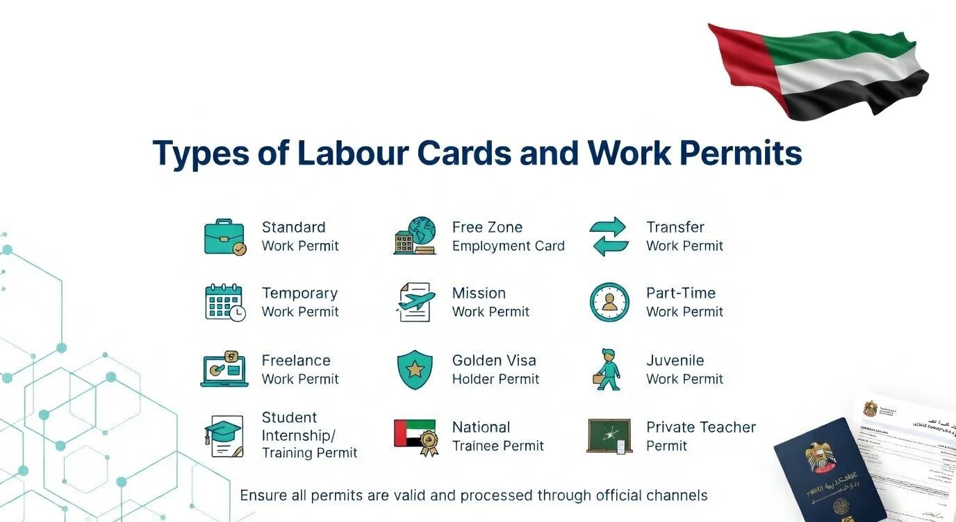 UAE Labour Card 2026: Check, Apply, Renewal & Fees Guide 1 Types of Labour Cards and Work Permits